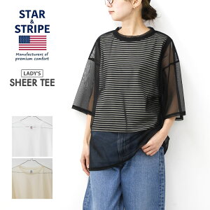 STAR&STRIPE [�X�^�[�A���h�X�g���C�v] SHEER TEE [SSMD-090] �V�A�[T�V���c�E�V�A�[�E�������E�d�˒��E���C���[�h�E�����E�V���[�g�X���[�u�ELADY'S [2026SS]