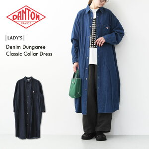 DANTON [�_���g��] W Denim Dungaree Classic Collar Dress [DT-G0115DUG] �f�j���_���K���[�N���V�b�N�J���[�h���X�E�V���c�����s�[�X�E�f�j���V���c�����s�[�X�E���M�����[�J���[�E�_���K���[�ELADY'S [2026SS