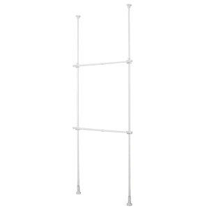 【TNP-3】平安伸銅工業 突っ張り伸縮室内2段ハンガー ホワイト 幅56〜95cm 高さ200〜275cm