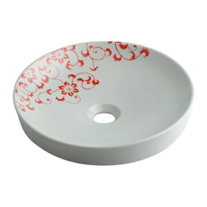 【493-097-P】カクダイ 丸型手洗器 サーモンピンク KAKUDAI