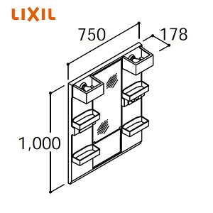 yMPV1-751XFJz LIXIL ~[Lrlbg PVV[Y 1ʋ LEDƖ Ԍ750mm S1850mmp ʉϑ ~߃R[gȂ