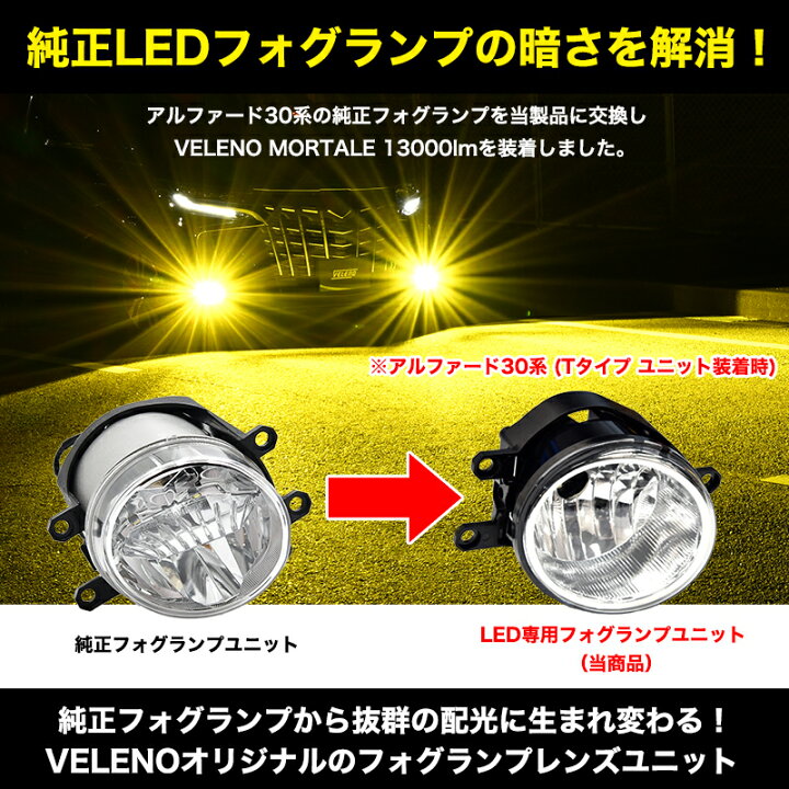 楽天市場】トヨタ ダイハツ スズキ ホンダ フォグランプユニット 配光抜群2ピース構造 VELENO 純正 LEDフォグ 交換 ハロゲンユニット  アルファード ヴェルファイア フォグ フォグランプ 30後期 ルーミー トール RAIZE ライズ ジムニー 純正同形状 H16 汎用 【宅配便配送  ...