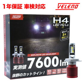 パジェロミニ H17.12～H26.6 H50A 系 専用 H4 LED ヘッドライト 純正比3倍 VELENO 7600Lm Hi Lo 切り替え ハイビーム ロービーム LEDヘッドライト 車検対応 1年保証【宅配便配送商品】 送料無料