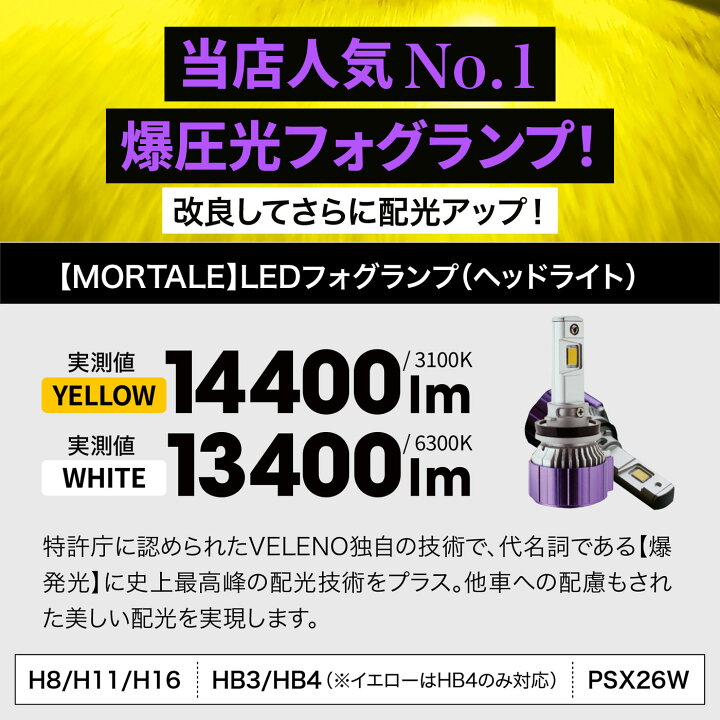 楽天市場】LED フォグランプ 後付け イエロー 14400lm ホワイト 