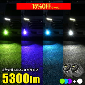 映える！異色の2カラー フォグ 車検対応 LED フォグランプ 2色切替 5300lm L1B 純正 交換 LEDフォグランプ 2色 フォグ カラーチェンジ ツインカラー ホワイト / パープル / グリーン / ブルー 白 青 紫 緑 爆光 バイカラー アルファード40 ヴェルファイア40 ハリアー80