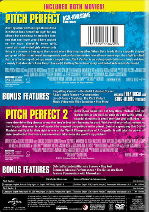 新品北米版DVD！＜『ピッチ・パーフェクト』＋『ピッチ・パーフェクト2』＞ Pitch Perfect Aca-Amazing  2-Movie Collection！ RGB DVD STORE／SPORTS＆CULTURE