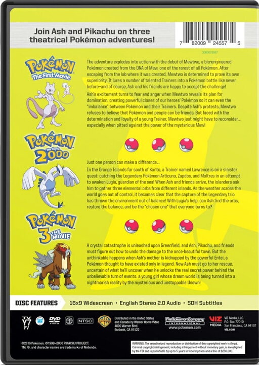 楽天市場 新品北米版dvd 劇場版ポケットモンスター ミュウツーの逆襲 幻のポケモン ルギア爆誕 アルセウス 超克の時空へ 結晶塔の帝王 Entei Rgb Dvd Store Sports Culture