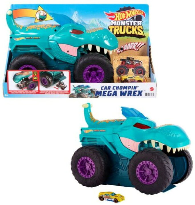 楽天市場 Mattel Hot Wheels Monster Truck Car Chompin Mega Wrex ホットウィール モンスタートラック Rgb Dvd Store Sports Culture