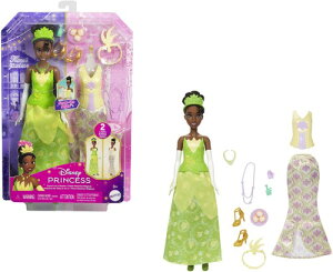 Mattel - Disney Princess Tiana 2-in-1 Stories Fashion Doll���e�B�A�i/�v�����Z�X�Ɩ��@�̃L�X��