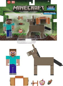 Mattel - Minecraft 3.25'' Steve and Donkey Figure, 2-Pack}CNtg