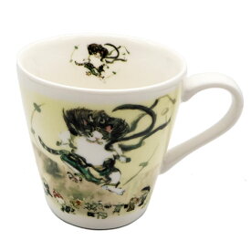 猫 マグカップ 和マンハッタナーズ 怖ろしや、フェデリコ雷神 和Manhattaner's マグ カップ 猫柄 陶器 コーヒーカップ 和食器 プレゼント ギフト 日本製 贈り物 猫グッズ 猫雑貨 おしゃれ 誕生日 大人可愛い 和テイスト マンハッタナーズ グッズ