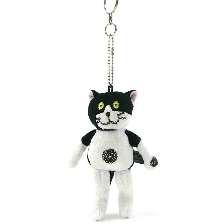 楽天市場 マンハッタナーズ くたくた猫 キーチャーム ブラックホワイト猫グッズ 猫雑貨 猫 ねこ ネコ リボンキャット 楽天市場店