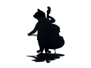 【猫 置物 シルエットオブジェ】コントラバス猫 川口喜久雄 作|おしゃれな猫の置き物 小さいサイズで場所を選ばない インテリア雑貨 日本製