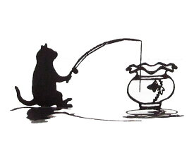 シルエットオブジェ 釣り猫 猫の置物 ラッピング無料 シルエット工場 川口喜久雄 猫グッズ 猫雑貨 猫 ねこ ネコ オブジェ 雑貨 グッズ 置物 インテリア