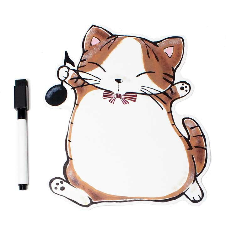 楽天市場 猫 メッセージボード ホワイトボード マグネットシート タイプ ペン付き やまねこ やまねみえこ 猫グッズ 猫雑貨 猫 ねこ ネコ リボンキャット 楽天市場店