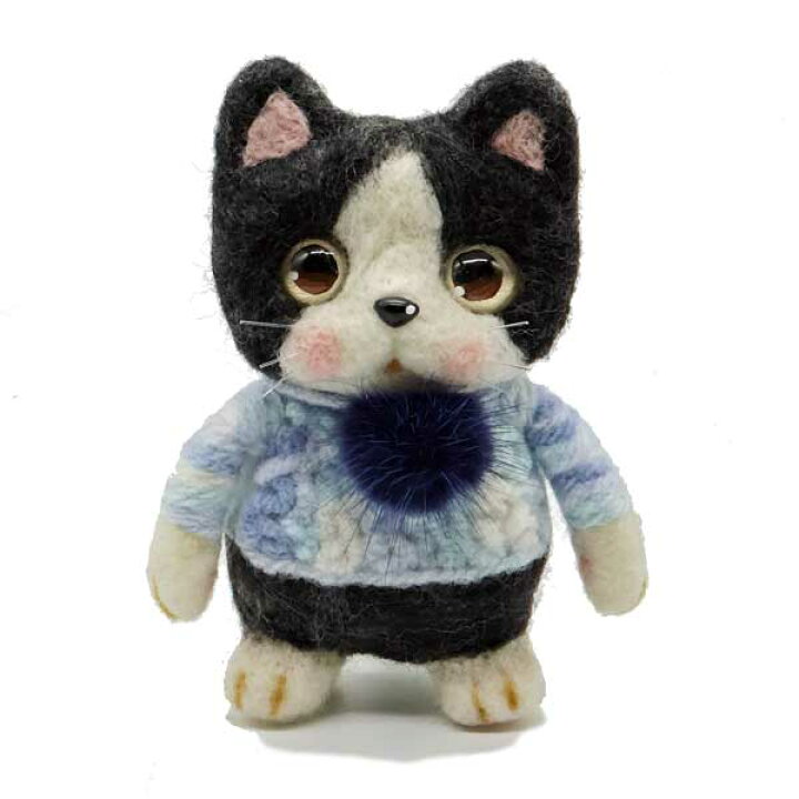 羊毛フェルト ハンドメイド 猫 マスコット➀ （羊毛フェルト 