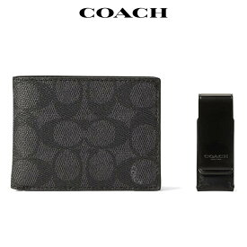 コーチ メンズ 財布 二つ折り マネークリップ付 ブランド 本革 折財布 プレゼント Coach