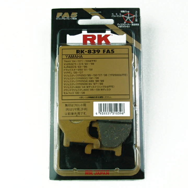 楽天市場】RK ブレーキパット パッド RK-839 マグザム マジェスティー 