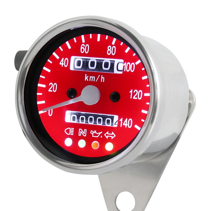 楽天市場】バイク用 機械式 LED ミニ スピードメーター 140km/h 60mm 
