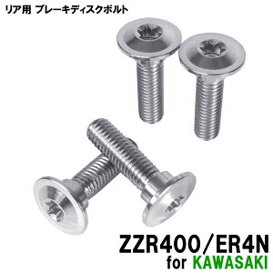 チタンボルト カワサキ ZZR400/ER4N専用 ブレーキディスクボルト リア用 4本セット M8×30 P1.25 シルバー 軽量化 カスタム ネジ