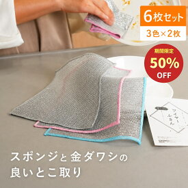 【1000円→500円クーポン使用で 6/11 1:59迄】＼新商品／ タワシ シート ワイヤーふきん メッシュクロス たわし 金ダワシ 金たわし キッチンクロス 油汚れ ふきん 油 油汚れクロス 6枚セット キッチン クロス レンジ 食器 食器洗い 焦げ コゲ 除去 柔らかい 磨く 金属ふきん