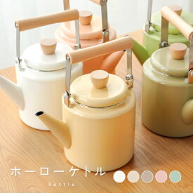 【100枚限定★40％OFFクーポン 7/15 23:59迄】【★新商品★】ケトル ホーロー 2.2L やかん おしゃれ かわいい ガスコンロ対応 IH対応 熱伝導性 ホワイト グレージュ エクリュ ピンクベージュ ミントグリーン