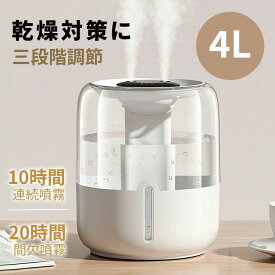 【新次元加湿器】加湿器 卓上 オフィス 超音波 usb 卓上 加湿器 加湿器 小型 省エネ LEDライト付 空焚き防止 おしゃれ 空気清浄 車載 送料無料 マイナスイオン付 上から給水 4L 超大容量 超音波加湿 空気ケア 二口噴霧 オフィスデスク用 卓上加湿器 乾燥対策 寝室加湿器