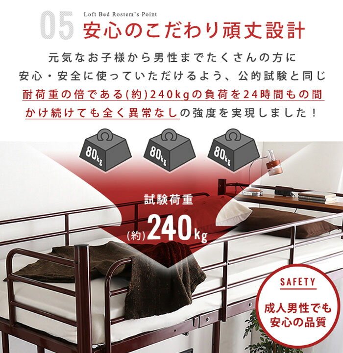 楽天市場】ロフトベッド 高さ調節 高さ173cm ベッド ミドル ハイ 