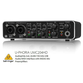 BEHRINGER/べリンガー　UMC204HD U-PHORIA　MIDASマイクプリアンプ搭載2入力4出力 USBオーディオインターフェース