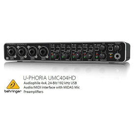 BEHRINGER/べリンガー UMC404HD MIDASマイクプリアンプ搭載 4入力4出力MIDI/USBオーディオインターフェース　UMC404HD U-PHORIA