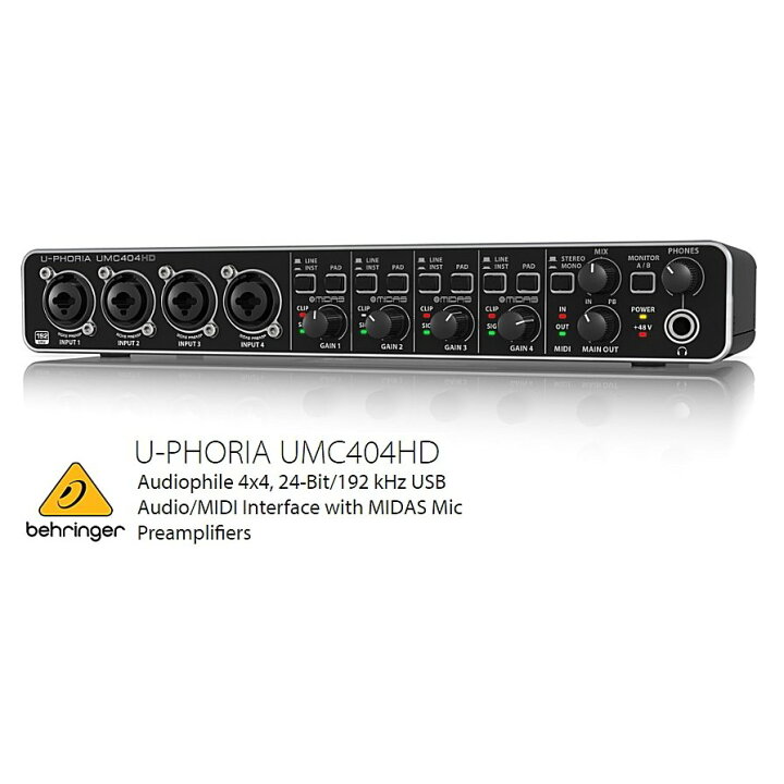 楽天市場】BEHRINGER/べリンガー UMC404HD MIDASマイクプリアンプ搭載 