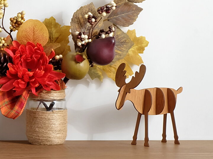 楽天市場】ヘラジカ オブジェ 全2色 木製 オブジェ インテリア  