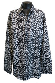 豹柄シャツ ビッグサイズ オーバーサイズ グレー系 パンサー レオパード 大きなシャツ ドロップショルダー アニマル柄