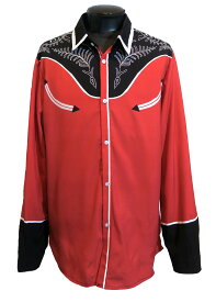 ウエスタンシャツ 赤×黒 メンズ レッド ブラック ロカビリー カウボーイ ロック モード ヴィジュアル系