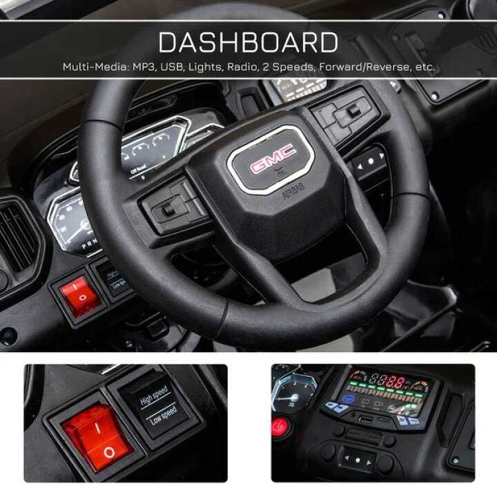 楽天市場】【お取り寄せ】Aosom 12V GMC シエラ HD ライドオン カー 