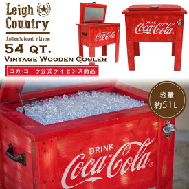 【クーポン有り】コカ・コーラ ヴィンテージ ウッド クーラー 54QT 容量約51L 大容量 木製 クーラーボックス おしゃれ レトロ クラシック ディスプレイ キャンプ バーベキュー アウトドア レジャー ビーチ スポーツ Leigh Country Coca-Cola Vintage Wooden Cooler