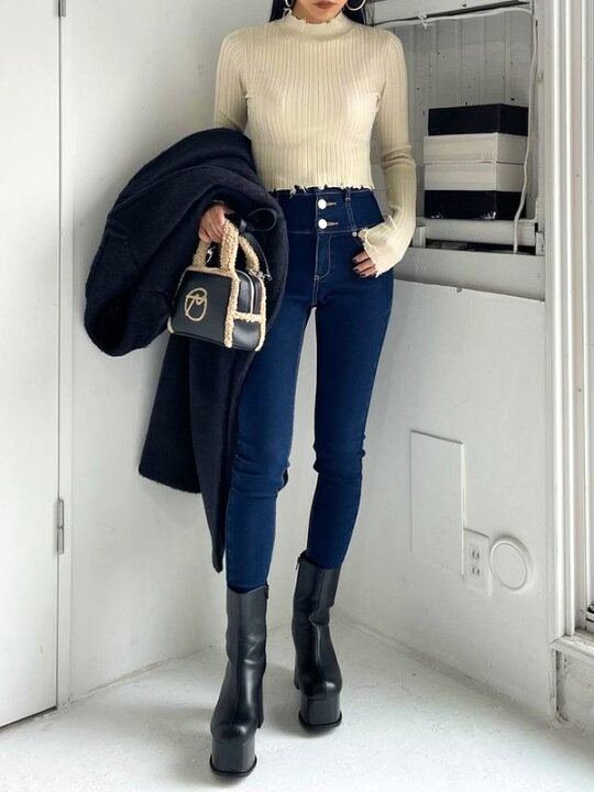 楽天市場】EMODA エモダ デニム 細い ハイウエスト パンツ スキニー  