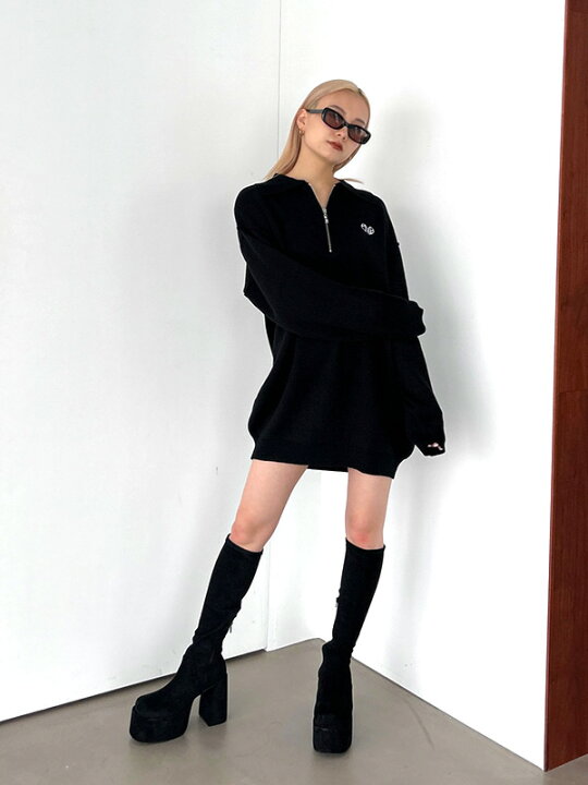 楽天市場】EMODA エモダ ハーフジップ オーバー ミニ ワンピース  