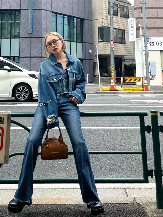 楽天市場】【在庫処分】EMODA エモダ スリット スリーブ デニム 