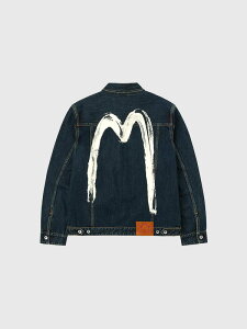 EVISU GBX W[Y 单 GrX fjWPbg 3rd 4th GW  2EAHTM5DJ1003XXDN Washed Brushstroke Daikoku Print Regular Fit Denim Jacket