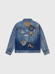 EVISU �G���B�X �W�[���Y �f�j���W���P�b�g �}���`�|�P�b�g �J���� �Ɩ� ���S�h�J �v���[�c �u���E�X G�W���� MULTI-POCKET DENIM JKT BROCADE PATCH 2ESHTM6DJ1008