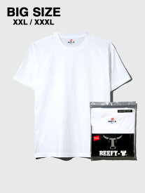 【ネコポス送料無料】Hanes BEEFY ヘインズ ビーフィー Tシャツ メンズ レディース 半袖 黒 白 ビッグサイズ 大きいサイズ XXL XXXL 綿100% 無地 カジュアル パックTシャツ パックT クルーネック 丸胴 タグレス 丸首 H5180L 父の日 ギフト プレゼント