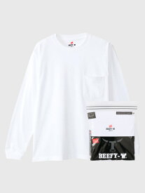 Hanes BEEFY ロングスリーブ ヘインズ ビーフィー 長袖 ポケット Tシャツ メンズ レディース ユニセックス ロングTシャツ 長袖Tシャツ 無地 パックTシャツ パックT ポケT ポケットT ヘビーウエイト クルーネック 丸首 白 黒 H5196 母の日 ギフト プレゼント