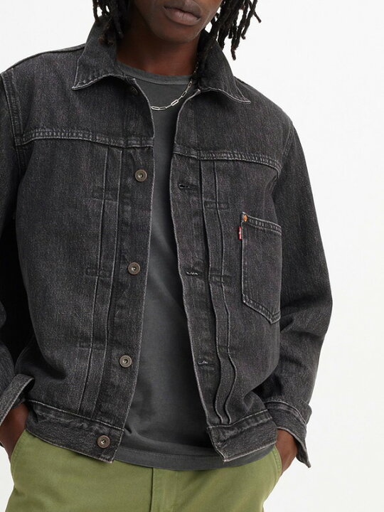 Levi's リーバイス 1st タイプ デニムジャケット Gジャン Mサイズ Levi's デニムジャケット Mサイズ Levi's」 デニムジャケット  M ブラック メンズ 希少 Levi's PREMIUM 1st メンズ デニムジャケット 黒 ブラック bigE サイズ40 L 男性 rd  ファースト ビッグ リーバイス ... LEVI'S PREMIUM TYPE I デニム L ファースト ブラック