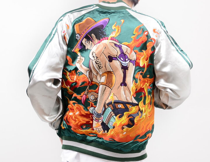 楽天市場 ワンピース One Piece グッズ スカジャン メンズ レディース ユニセックス 長袖 火拳のエース 白ひげ海賊団 ポートガス D エース メラメラの実 刺繍 ルフィ スペード海賊団 リバーシブル 刺繍 Sukajan Opsj 007 夏休み ギフト プレゼント Rodeo Bros