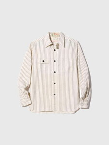 SUGAR CANE VK[P[ Vc  Y fB[X JWA  킢  Vv FICTION ROMANCE 8.5oz.WHITE WABASH STRIPE WORK SHIRT zCg EHobV XgCv lC