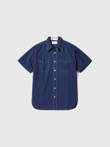 SUGAR CANE �V���K�[�P�[�� �V���c ���� FICTION ROMANCE 8.5oz. WABASH STRIPE WORK SHIRT SHORT SLEEVE �C���f�B�S �u���[ �E�H�o�b�V�� ���{�� ���m SC36267