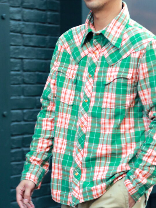 楽天市場】TMT チェック シャツ メンズ レディ—ス グリーン オレンジ  