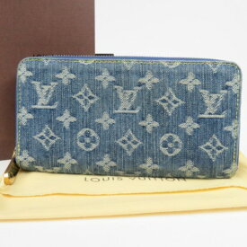 ルイヴィトン ジッピー モノグラムデニム ラウンドファスナー長財布 デニム ブルー【中古】美品 本物 LOUIS VUITTON