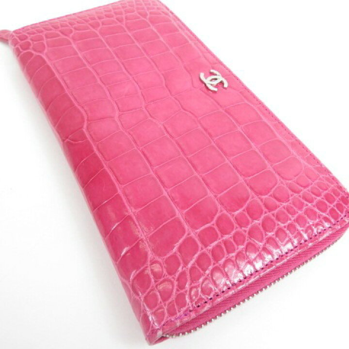 楽天市場】シャネル 財布 CHANEL 長財布 クロコダイル ピンク ココ  